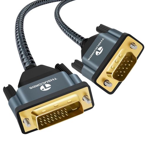 Câble Dvi Vers Vga De 1M, Adaptateur Dvi-D Vers Vga Unidirectionnel Mâle Vers Mâle, Plaqué Or Tressé 1080P Full Hd Pour Hdtv, Pc, Ordinateur Portable, Moniteur, Projecteur[GBP6273923]