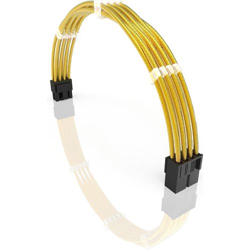30Cm 8-Broches (4+4) Cpu Atx Carte Mère Alimentation Psu Câble D'Extension Tressé Manchon Personnalisé Mod Pc Avec Peignes | Pack Unique | 300Mm Or Métallique[GBP6273985]