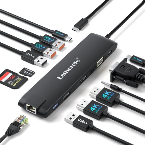 2025 Station D'Accueil Hub Usb-C 13-En-1 - Adaptateur Usb-C Pour 3 Écrans (Dual Hdmi 4K + Vga), Ethernet 10Gbps, 4 Ports Usb, Charge Pd 100W, Lecteur Sd/Tf, Audio Pour Macbook/Dell[GBP6273597]