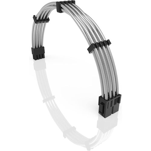 50Cm 8-Broches (4+4) Cpu Atx Carte Mère Alimentation Psu Câble D'Extension Tressé Manchon Personnalisé Mod Pc Avec Peignes | Pack Unique | 500Mm Argent Métallique[GBP6274002]