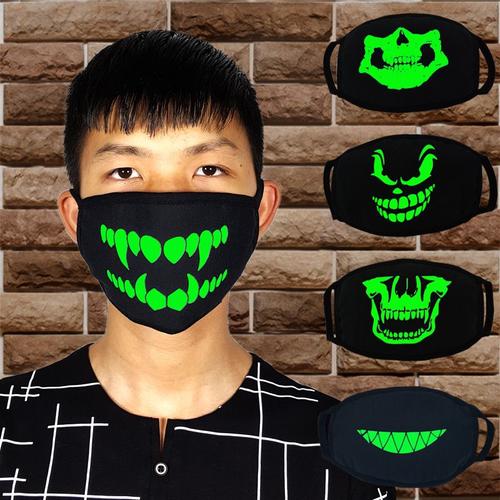 5 Masques Lumineux Fluo Noirs En Coton Épais Personnalité Marée 