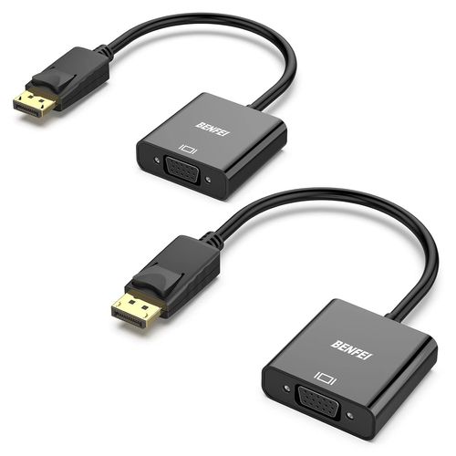 Adaptateur Displayport Vers Vga,Dp Vers Vga Plaqué Or (Mâle Vers Femelle) Compatible Pour Lenovo, Dell, Hp, Asus,Lot De 2[GBP6273843]
