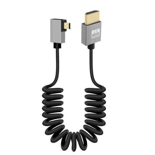 Câble Micro Hdmi À Hdmi Court Enroulé À 90 Degrés, Angle Gauche 18Gbps Haute Vitesse Micro Hdmi2.0 Support 4K@60Hz, Compatible Avec Les Caméscopes, Les Moniteurs (Gauche)[GBP6273623]