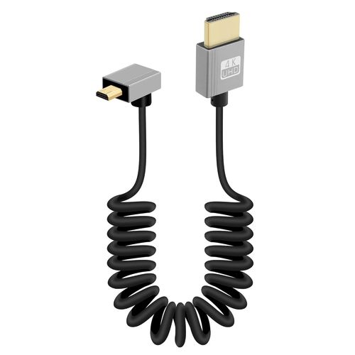 Câble Micro Hdmi À Hdmi Court Enroulé À 90 Degrés, Angle Ascendant 18Gbps Haute Vitesse Micro Hdmi2.0 Support 4K@60Hz, Compatible Avec Les Caméscopes, Les Moniteurs (Vers Le Haut)[GBP6273622]