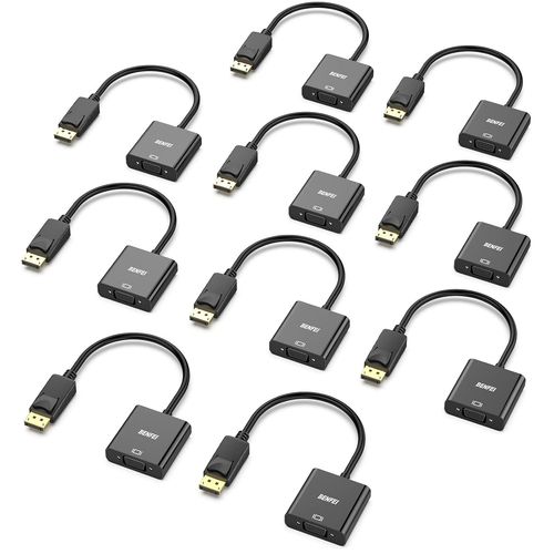 Adaptateur Displayport Vers Vga,Dp Vers Vga Plaqué Or (Mâle Vers Femelle) Compatible Pour Lenovo, Dell, Hp, Asus,Lot De 10[GBP6273844]