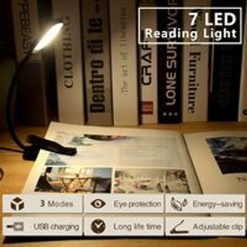 TEAMPD Lampe de Lecture,10 LEDs Liseuse Lampe Clip USB Rechargeable,  360°Cou Flexible, 3 Couleur & 100%-10% à Intensité Variable, Mini Veilleuse  pour Lire au Lit,Enfant,Kindle,Voyage,Camping : : Luminaires et  Éclairage