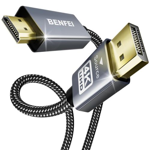 Câble Displayport Vers Hdmi 4K, Displayport Hdmi, Dp Vers Hdmi En Nylon Tressé Compatible Avec Hp, Thinkpad, Amd, Nvidia, Ordinateur De Bureau Et Plus, Gris Sidéral - 3M 3 Mètres[GBP6272589]