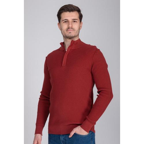 Suitable Pull-Over George Demi-Zip Rouille Marron Taille Xl