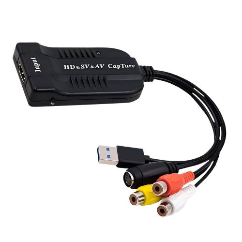 Convertisseur Hdmi, Rac, Av, S-Video Vers Usb 2.0 - Adaptateur Audio Vidéo Carte De Capture 1080P Hd 30Fps Pour Caméscope, Live Streaming, Gaming, Vcr, Vhs, Dvd, Ps4, Ps5[GBP6272620]