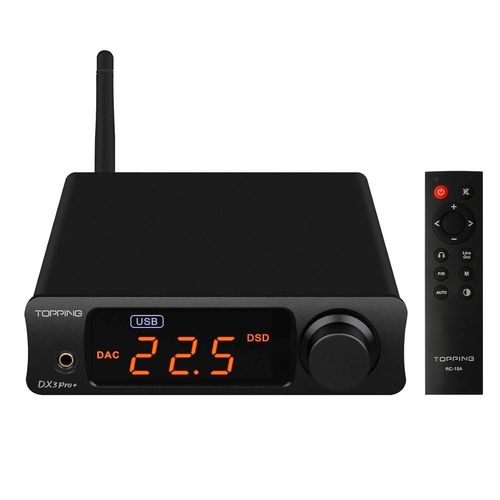 Topping Dx3Pro+ Ldac Amplificateur De Casque Es9038Q2M Xu208 Nfca Bluetooth5.0 Décodeur Audio Usb/Opt/Coax Dac Amp Pré-Amplificateur Avec Télécommande (Noir)[GBP6273900]