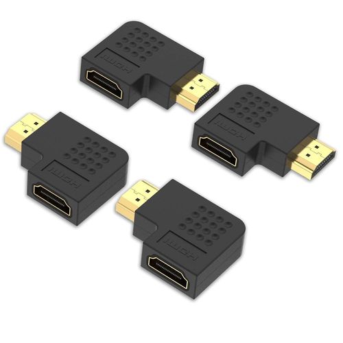 Lot De 4 Adaptateur Hdmi Coudé Coupleur Hdmi 90 Et 270 Degrés Mâle Vers Femelle Vertical Plat Adaptateur Support 4K*2K, 3D, Arc Compatible Avec Ps4 Ps3, Switch, Téléviseur Mural[GBP6273920]