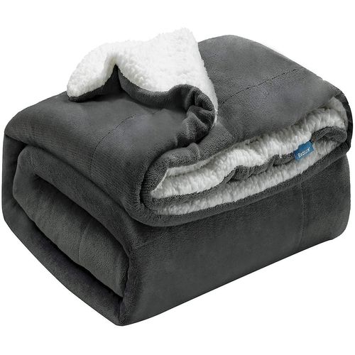 Couverture Polaire D'hiver, Couvertures Moelleuses Et Solides Pour Lit, Canapé Double (Gris)