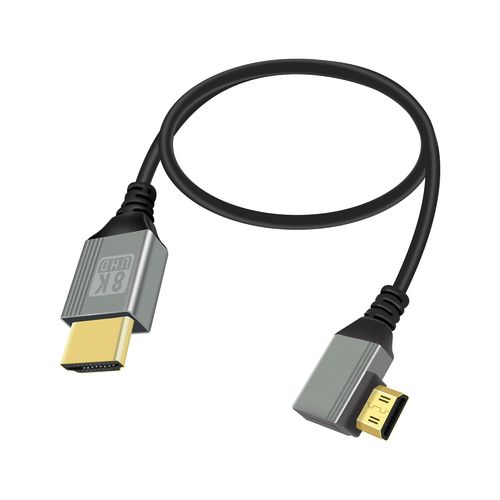 Câble Mini Hdmi Vers Hdmi 2.1 8K@60Hz 48Gbps, Coude À 90 Degrés Vers La Gauche Et La Droite, Compatible Avec Les Ordinateurs Portables, Caméscopes, Etc. (Vers La Droite, 0.5M)[GBP6271305]