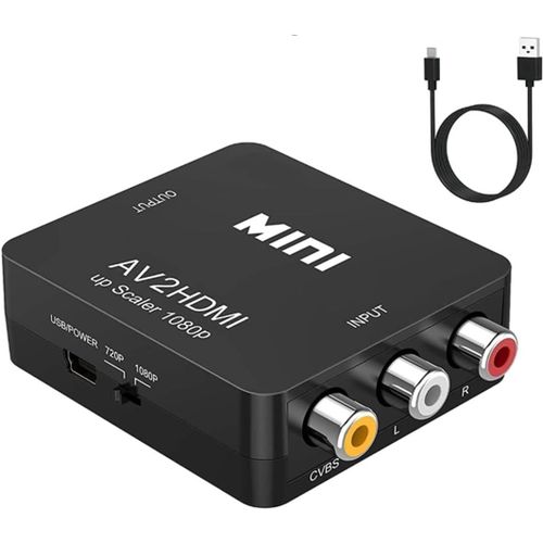 Adaptateur Rca Vers Hdmi, Convertisseur Av Vers Hdmi, 1080P Mini Rca Composite Cvbs Video Audio Converter Adaptateur Prenant En Charge Pal/Ntsc Pour Tv/Pc/Ps2/Ps3/Stb/Xbox Vhs/Vcr[GBP6270004]