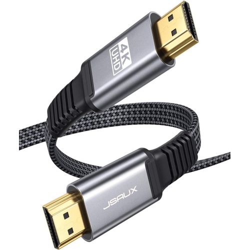 Câble Hdmi 4K 4M [4K@60Hz, 2.0, 18Gbps] Plat Haute Vitesse 5M En Nylon Tressé - Compatible 3D Hdr Uhd 2160P 1080P Ethernet Arc Ps3/4 Tv Pc - Gris[GBP6271593]