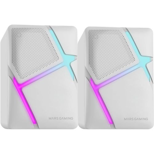 Mshw, Haut-Parleurs Gaming Rgb Flow, Haut-Parleurs Inversés Et Son 3D-Surround 10W, Boîtier De Contrôle De Volume, Connexion Universelle Jack 3.5Mm, Blanc[GBP6274818]