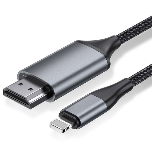 [Version 4 M De Long] Câble Convertisseur Hdmi Pour Iphone, Téléphone/Pad/Pod Vers Tv, Câble De Connexion, Os 11, 12, 13, 14, Sortie Tv Youtube, Haute Définition Hd1080P, Gris[GBP6278567]