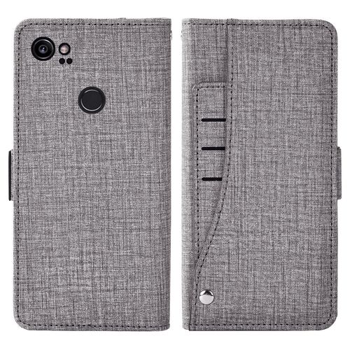 Pixel 2 Compatible Avec Google Pixel 2 Étui Portefeuille En Cuir À Rabat Avec Support Pour Cartes, Accessoires De Cellule, Porte-Monnaie, Fente Pour Carte D'identité, Étuis De Téléphone Pour Pixel1 Femme Homme (Gris)