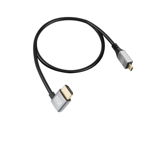 Câble Étendu Uhd 8K Micro Hdmi Mâle Vers Hdmi Mâle 48Gbps High Speed 2.1 Supportant 8K@60Hz, 1080P, Arc, 3D, Pour Dvr, Hdtv, (Angle Gauche, 0.5M)[GBP6274643]