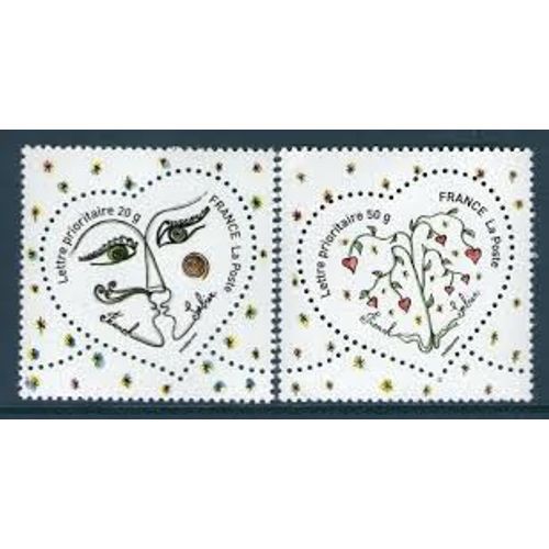 Saint Valentin : Coeurs Du Couturier Franck Sorbier La Paire Année 2008 N° 4128 4129 Yvert Et Tellier Luxe