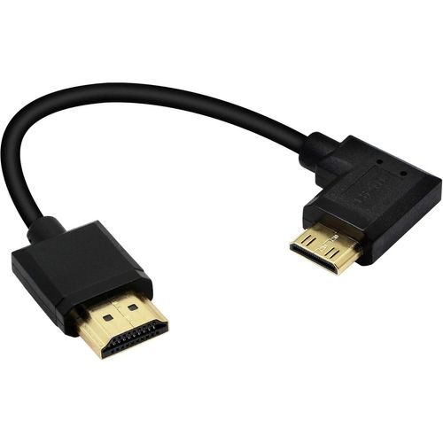 Mini Câble Hdmi Vers Hdmi 15 Cm 90 Degrés Haute Vitesse 4K Mini Hdmi Mâle Vers Hdmi Mâle Cordon Court Prend En Charge Ethernet, 3D, Retour Audio (Black Right)[GBP6276661]