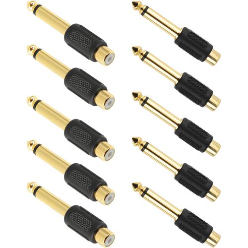 10 Pièces Adaptateur Jack 6,35 Mm Plaqués Or, Connecteur Jack 6,35 Mm Mâle Vers Prise Phono Femelle, Mono, Audio Stéréo Adapter Pour Home Cinéma, Instruments, Amplificateurs[GBP6277280]