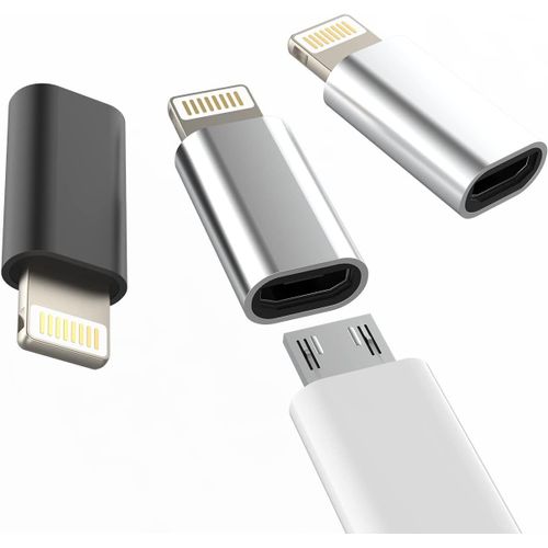 Lot De 3 Adaptateurs Micro Usb Vers Lightning Pour Chargement Rapide Et Transmission De Données Câble Micro Usb Femelle Vers Connecteur Lightning Mâle Pour Apple Iphone 14 13 Pro M[GBP6276672]