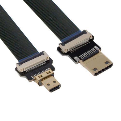 Câble D'Extension Plat Fpc 1080P Cord, Mini Hdmi Mâle Droit Ultra Fin Vers Micro Hdmi Mâle Droit, Pour Photographie Aérienne Fpv Hdtv Multicopter C1-D1 (50 Cm)[GBP6278429]