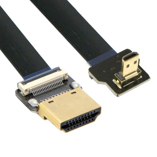 Câble D'Extension Plat Fpc Cord Ultra Fin Hdmi Mâle Vers Micro Hdmi Mâle Coudé 1080P Pour Photographie Aérienne Fpv Hdtv Multicopter A1-D3 (10 Cm)[GBP6278443]