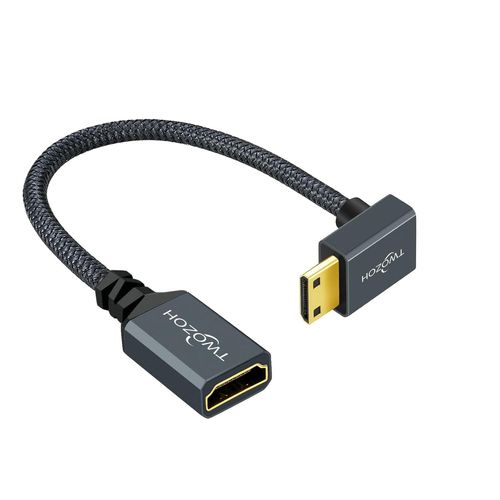 Câble Adaptateur Mini Hdmi Vers Hdmi 0,2M, Nylon Tressé À 270 Degrés À Angle Mâle Mini Hdmi Vers Femelle Hdmi Câble Extension Supporte 3D/4K 1080P[GBP6275506]
