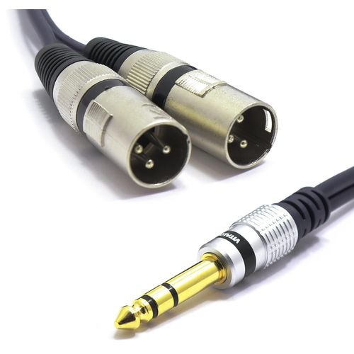 Câble Double Xlr Mâle Vers Jack 6.35Mm Stéréo 1.5M Audio Adaptateur Mâle Jack 6.35 Trs Prise 3 Broches Connecteur Xlr Microphone Splitter[GBP6276307]