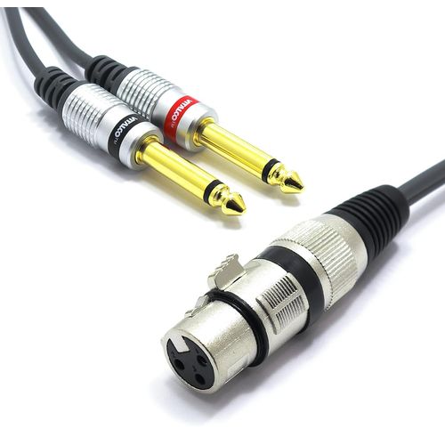 Câble Xlr Femalle Vers Double Jack 6.35Mm Mono 3M Audio Adaptateur Femalle Prise 3 Broches Connecteur Xlr Vers 2X Mâle Jack 6.35 Ts Câble De Connexion Microphone Audio Splitter[GBP6276308]