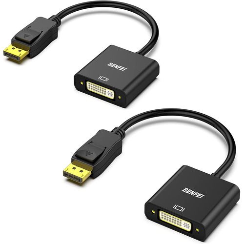 Adaptateur Displayport Vers Dvi, 2 Paquet Convertisseur Displayport Vers Dvi-D Mâle Vers Femelle Noir Compatible Pour Lenovo, Dell, Hp Et Autres Marques[GBP6278268]