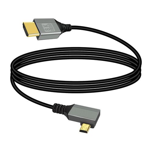 Câble Uhd 8K Hdmi Mâle Vers Micro Hdmi Mâle 48Gbps Haute Vitesse 2.1 Supportant 8K@60Hz, 1080P, Arc, 3D, Pour Dvr, Hdtv (Angle Gauche, 1M)[GBP6274518]