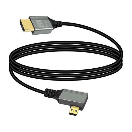 Câble Uhd 8K Hdmi Mâle Vers Micro Hdmi Mâle 48Gbps Haute Vitesse 2.1 Supportant 8K@60Hz, 1080P, Arc, 3D, Pour Dvr, Hdtv (Angle Droit, 1M)[GBP6274524]