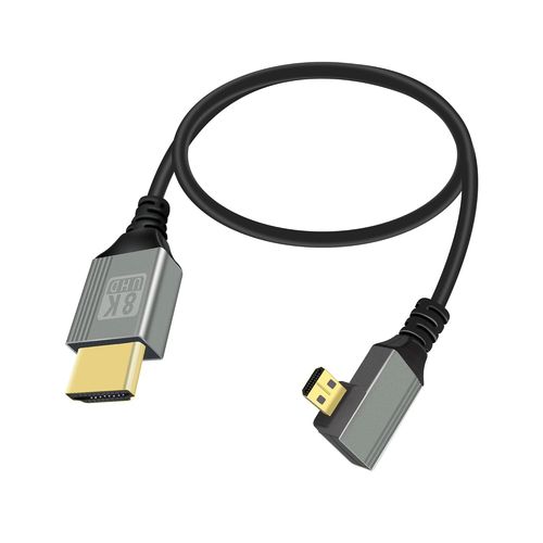 Câble Uhd 8K Hdmi Mâle Vers Micro Hdmi Mâle 48Gbps Haute Vitesse 2.1 Supportant 8K@60Hz, 1080P, Arc, 3D, Pour Dvr, Hdtv (Angle Droit, 0.5M)[GBP6274517]