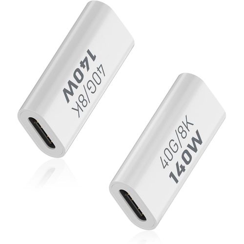 Coupleur Usb C 40G (Lot De 2), Adaptateur Usb C Femelle Vers Femelle Pd 140W, Adaptateur Usb C Vers Usb C Avec Affichage Vidéo 8K@60Hz, Compatible Avec Thunderbolt 4/3, Macbook Pro[GBP6278480]
