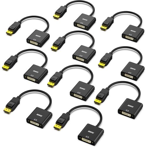 Adaptateur Displayport Vers Dvi, Convertisseur Displayport Vers Dvi-D Mâle Vers Femelle Noir Compatible Pour Lenovo, Dell, Hp Et Autres Marques, 10 Pcs[GBP6278269]