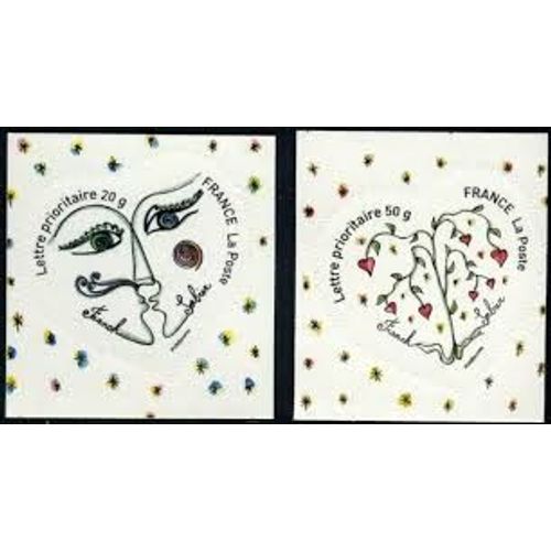 Saint Valentin : Coeurs Du Couturier Franck Sorbier La Paire Année 2008 Autoadhésifs N° 4130 4130a Ou 148 149 Yvert Et Tellier Luxe