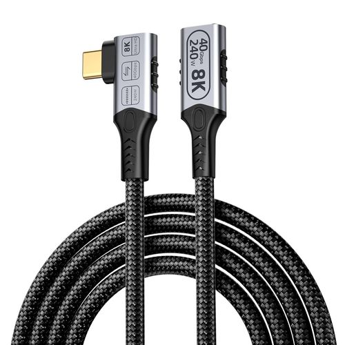 Long Câble D'Extension Usb C Coudé 90 Degrés Compatible Rallonge Thunderbolt 4 Coudé,Vidéo 8K/4K@60Hz, 40Gbps Rallonge Mâle À Femelle De Type C À Angle Droit 240W Cordon Tressé À C[GBP6276573]
