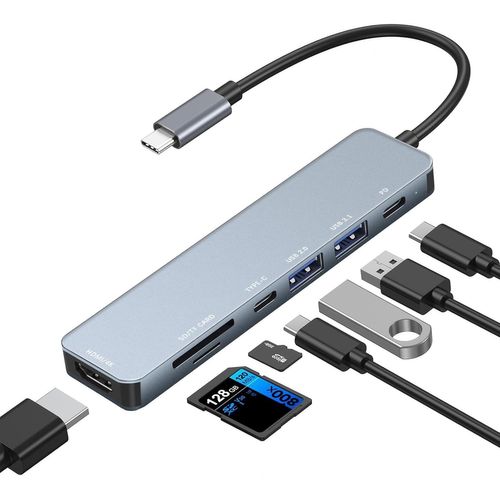 Hub Usb C, Adaptateur Vers Hdmi 4K, Pd 100W, Usb 3.0 Port, Usb 2.0 Port, Type-C Port, Usb C Vers Carte Sd/Tf, Usb C Multiport 7 En 1 Pour Iphone 16/15 Série, Macbook Pro/Air, Ipad[GBP6276581]