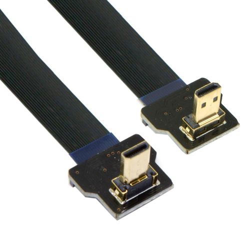 Câble D'Extension Plat Ultra Fin Cord, Micro Hdmi Mâle Coudé Vers Le Bas Vers Micro Hdmi Mâle Coudé Vers Le Haut, Fpc 1080P, Pour Photographie Aérienne Fpv Hdtv Multicopter D2-D3 ([GBP6278403]
