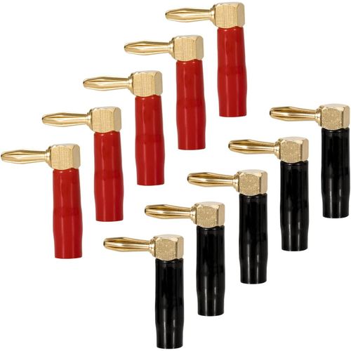 Fiches Bananes Enceintes 4Mm 90 Degrés Cuivre Plaqué Or Pour Câbles 0,5Mm² À 6Mm² Pour Cable De Haut-Parleur Amplificateurs 10 Pièces[GBP6274598]