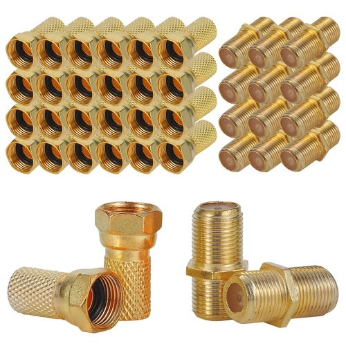 24 Pièces Prise F 6,5-7 Mm + 12 Connecteurs Coupleur F Femelle À Femelle, Connecteur De Câble Coaxial Pour Antennes Tv Sat[GBP6278126]