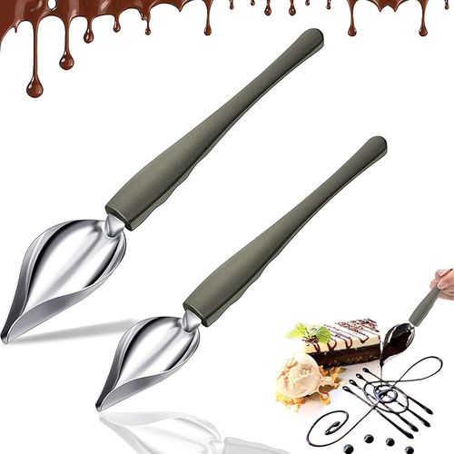 2 Pièces Cuillères De Dessin Cuillères À Dessert Décoratif Cuillère À Chocolat Gâteau En Acier Inoxy Cuillères À Crayons Avec Bec Effilé Pour Décoration De Nourriture Sushi Cuisson Dessert