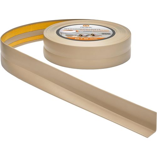 Plinthe Souple Autoadhésive-30 mm x 30 mm-Plinthe en PVC de finition pour cuisine,salle de bain-Flexible,Etanche,Décorative,Résistant aux UV-10 mètres,Beige