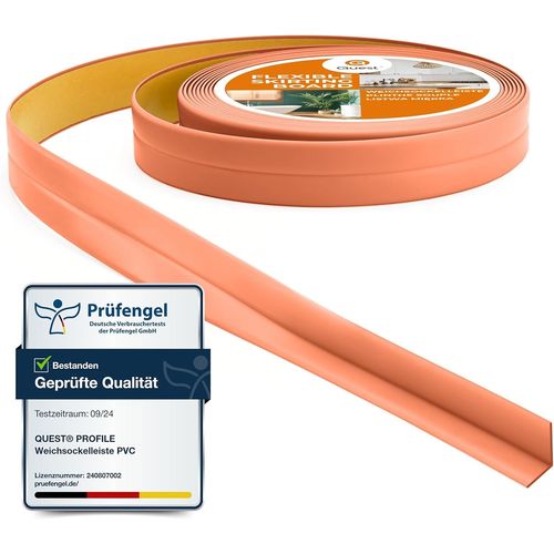 Plinthe Souple Adhésive-Moulure de finition pour cuisine salle de bain-Ruban d'étanchéité PVC-Flexible Etanche Décoratif-10 mm x 10 mm (Couleur de la brique)