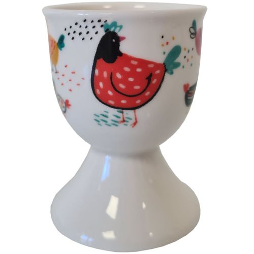 Coquetier Blanc En Céramique Motif Poules