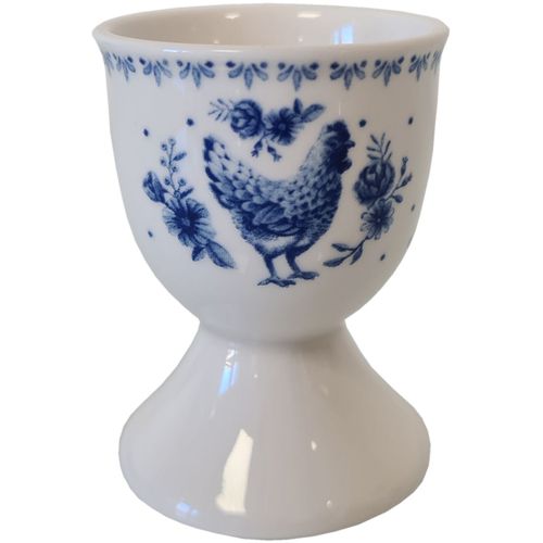 Coquetier Blanc En Céramique Motif Poules