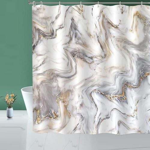 Rideau De Douche, Décor De Salle De Bain Moderne, Rideau De Douche En Marbre Abstrait Avec 12 Crochets Pour Rideaux Lavables D'hôtel À La Maison, Rideau De Douche De Salle De Bain Imperméable (72"" ??X